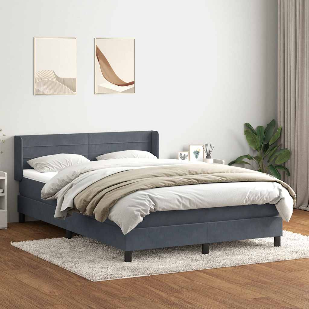 vidaXL Boxspring met matras fluweel lichtgrijs 80x210 cm