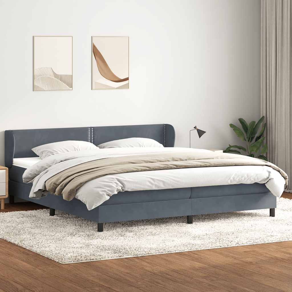 vidaXL Boxspring met matras fluweel lichtgrijs 80x210 cm