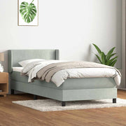 vidaXL Boxspring met matras fluweel lichtgrijs 80x210 cm