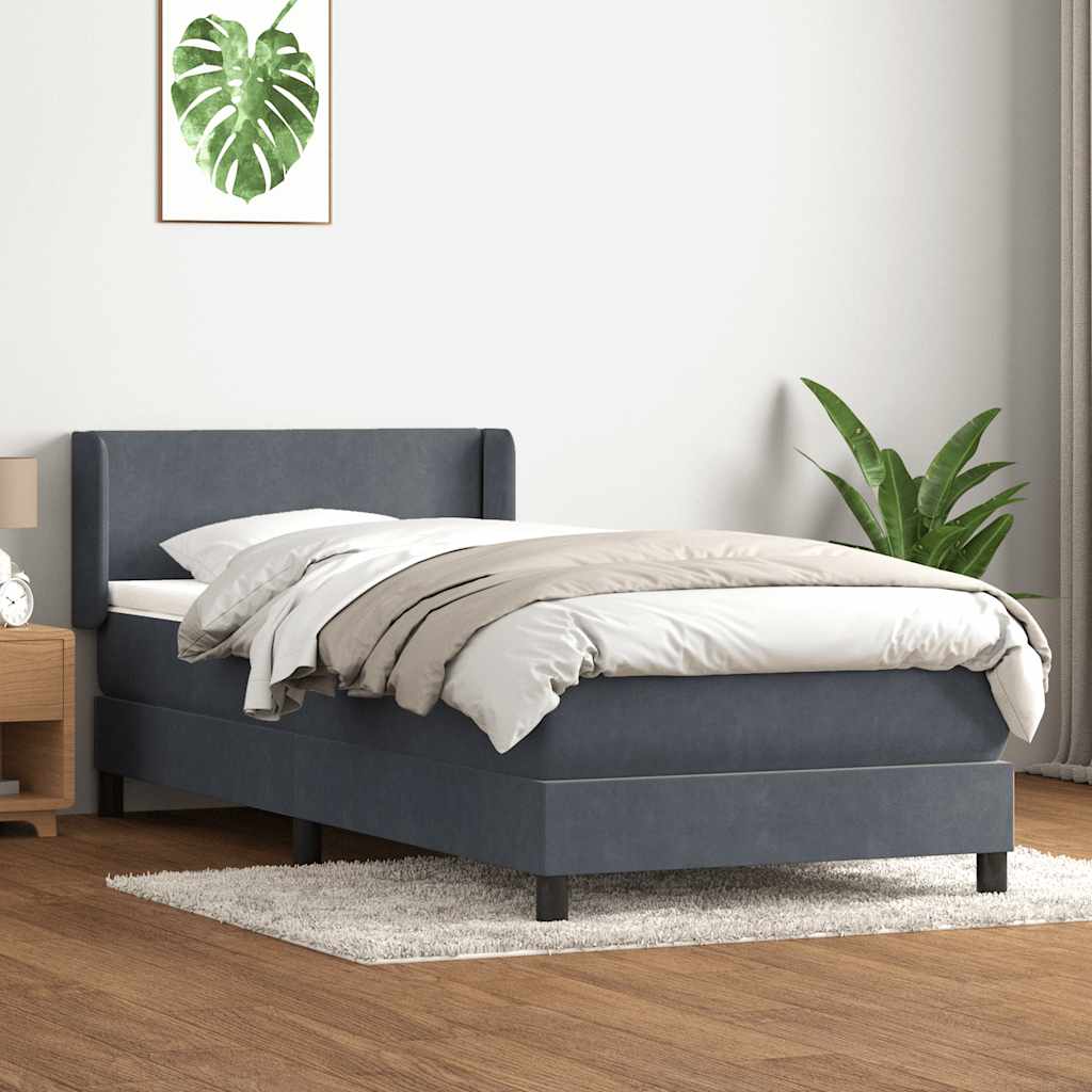vidaXL Boxspring met matras fluweel lichtgrijs 80x210 cm