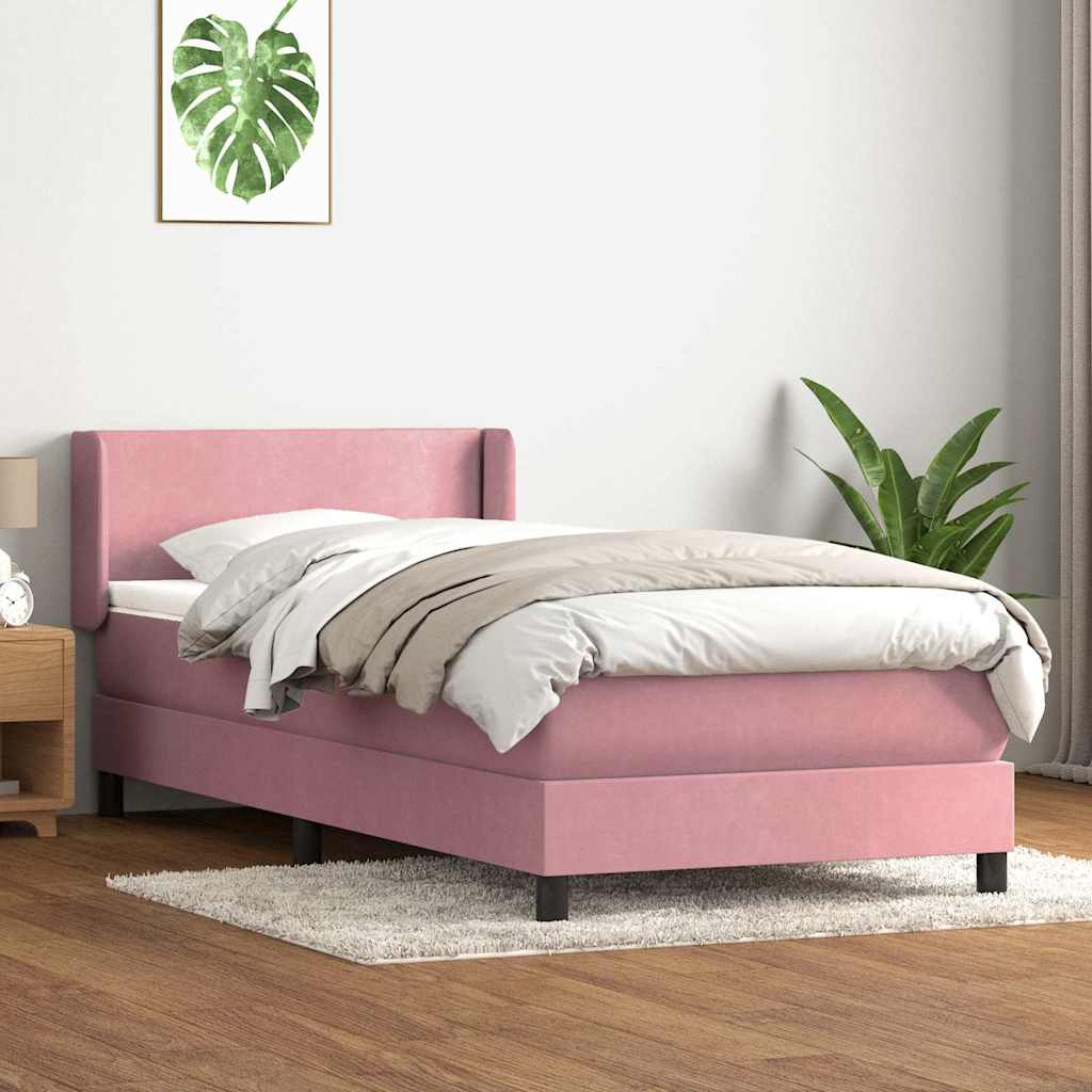 vidaXL Boxspring met matras fluweel lichtgrijs 80x210 cm