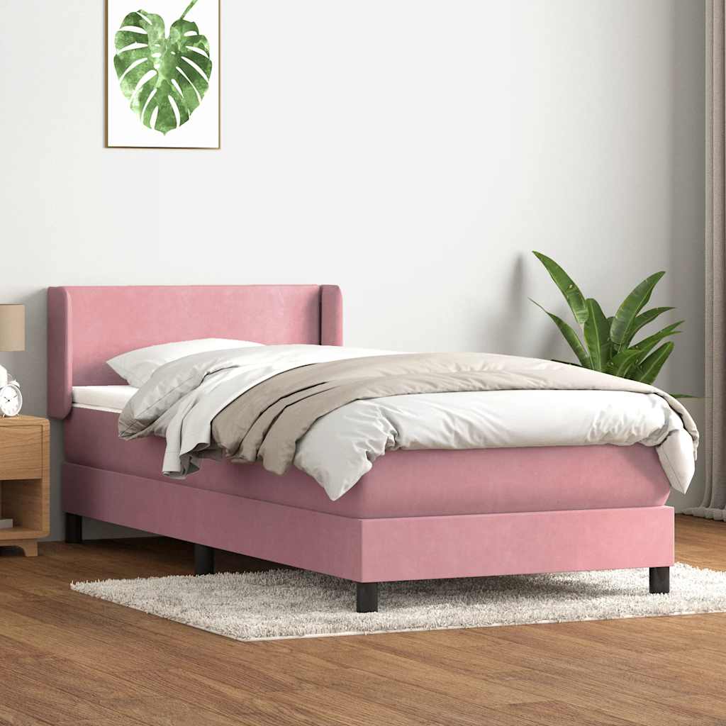 vidaXL Boxspring met matras fluweel lichtgrijs 80x210 cm
