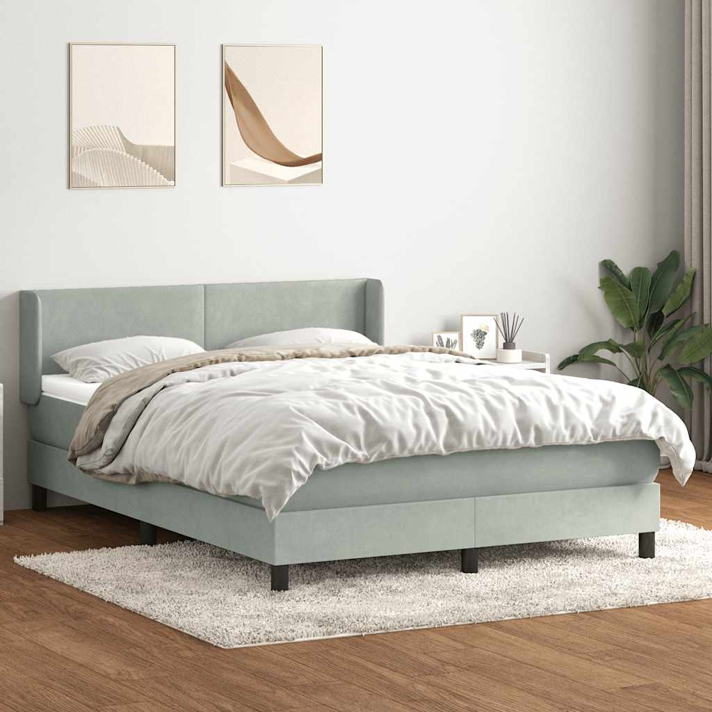 vidaXL Boxspring met matras fluweel lichtgrijs 80x210 cm