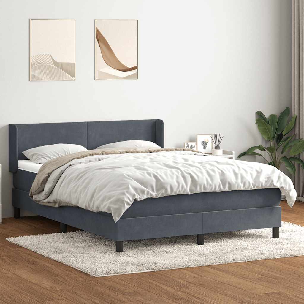 vidaXL Boxspring met matras fluweel lichtgrijs 80x210 cm