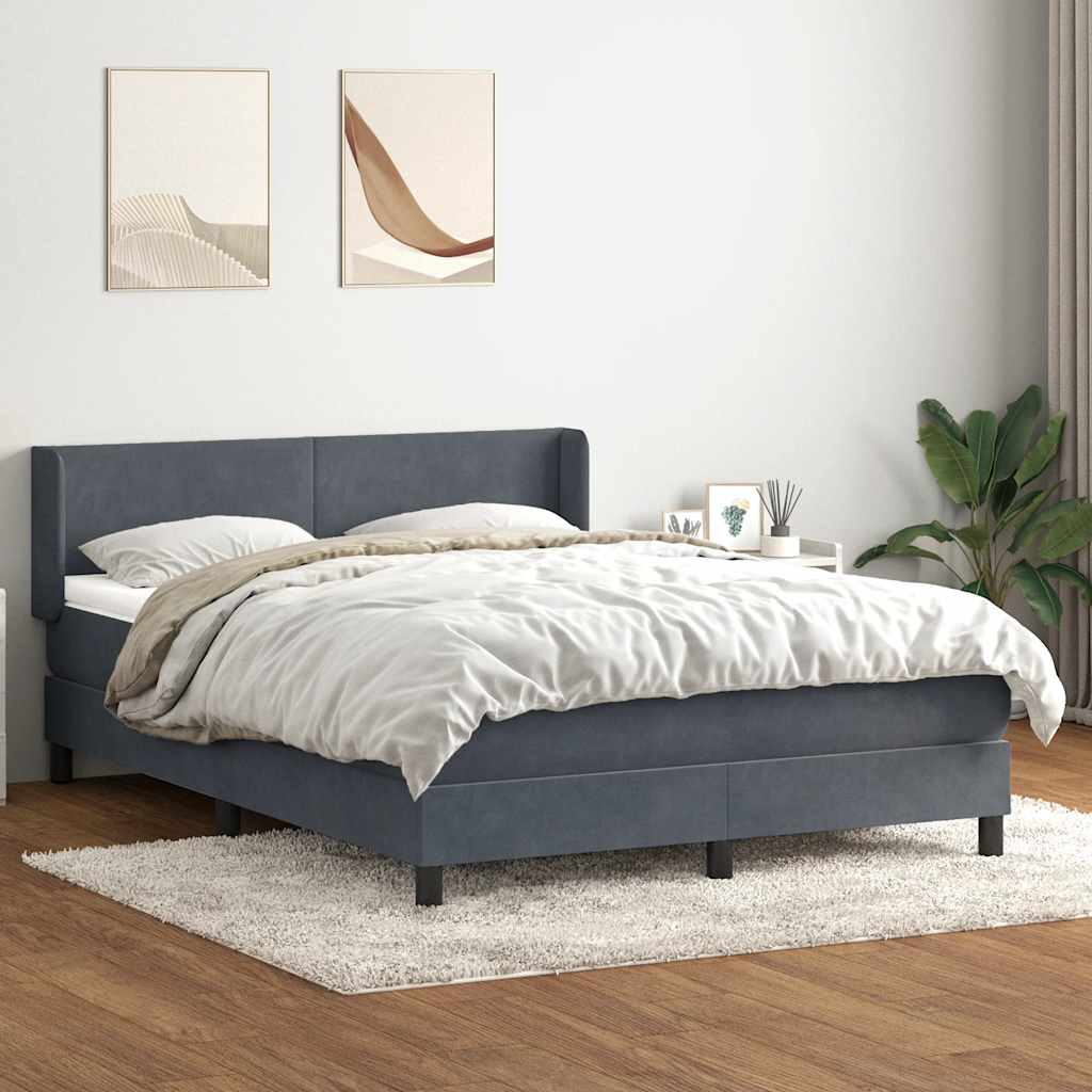 vidaXL Boxspring met matras fluweel lichtgrijs 80x210 cm