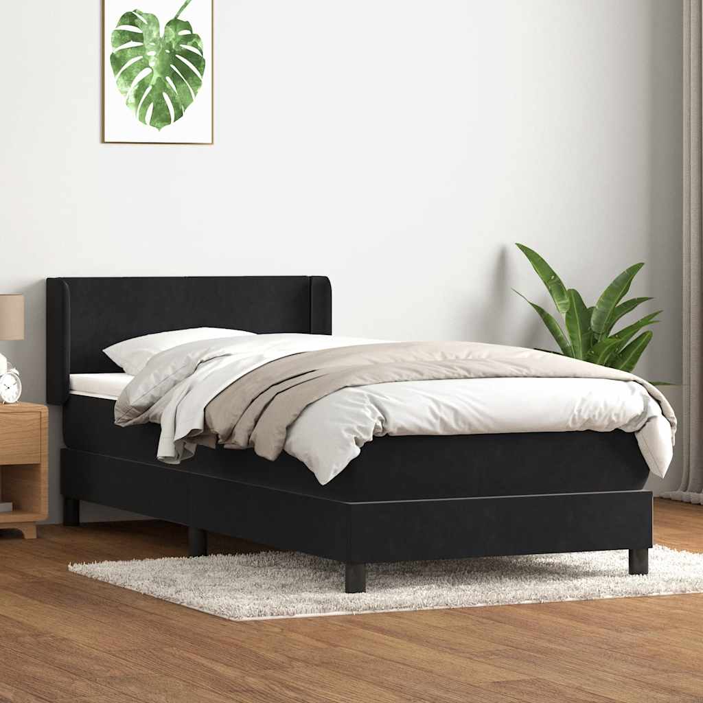vidaXL Boxspring met matras fluweel lichtgrijs 80x210 cm