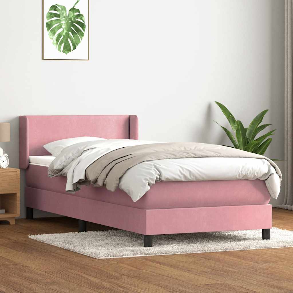 vidaXL Boxspring met matras fluweel lichtgrijs 80x210 cm