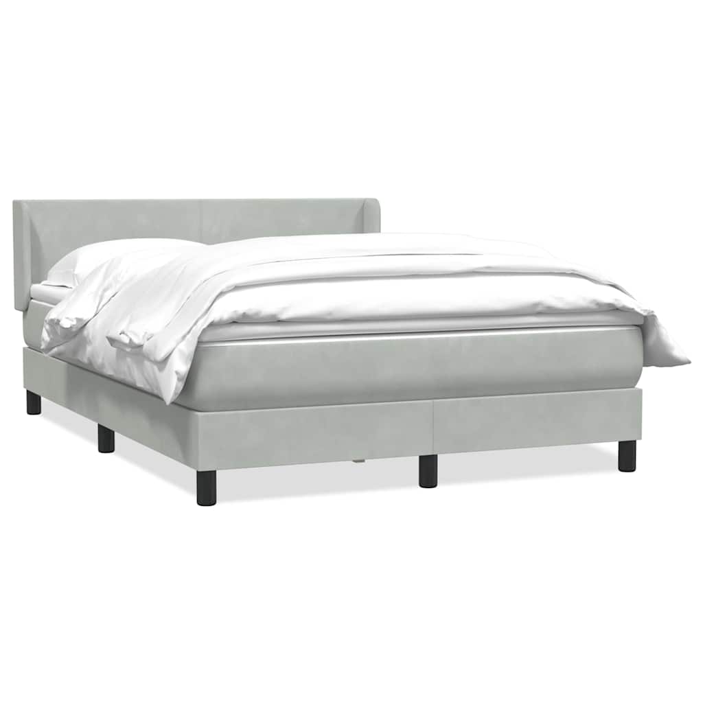 vidaXL Boxspring met matras fluweel lichtgrijs 80x210 cm