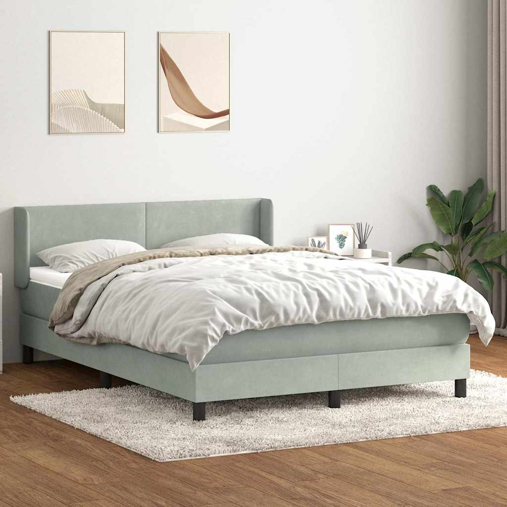 vidaXL Boxspring met matras fluweel lichtgrijs 80x210 cm