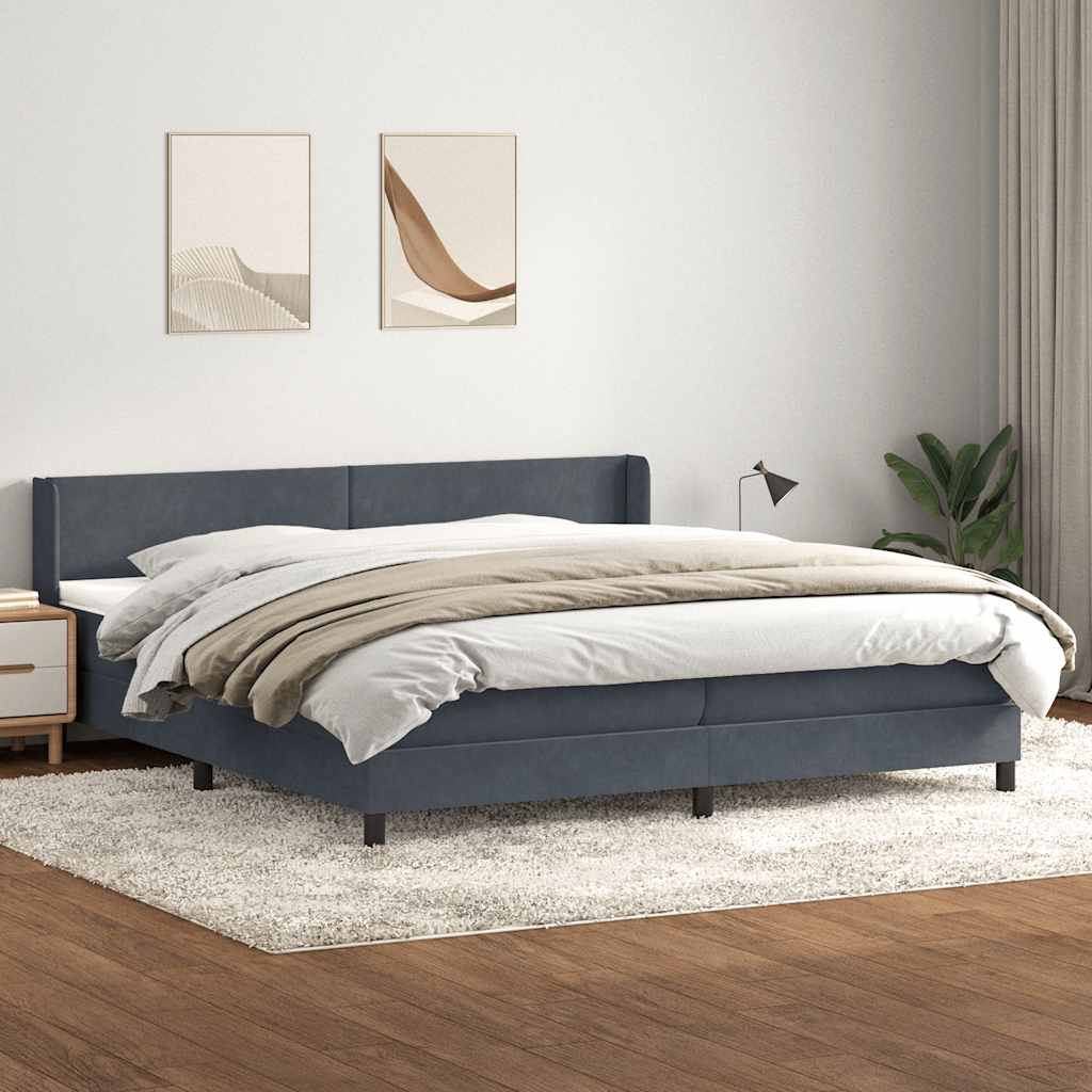 vidaXL Boxspring met matras fluweel lichtgrijs 80x210 cm