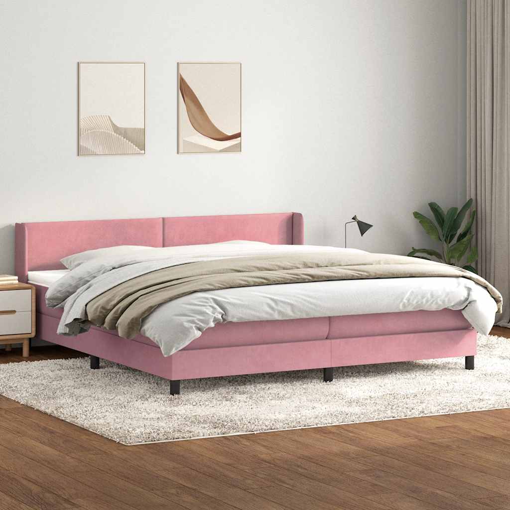 vidaXL Boxspring met matras fluweel lichtgrijs 80x210 cm