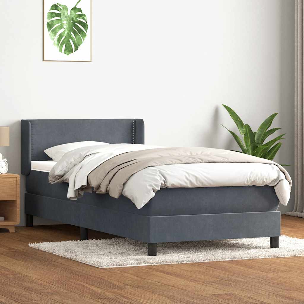 vidaXL Boxspring met matras fluweel lichtgrijs 80x210 cm