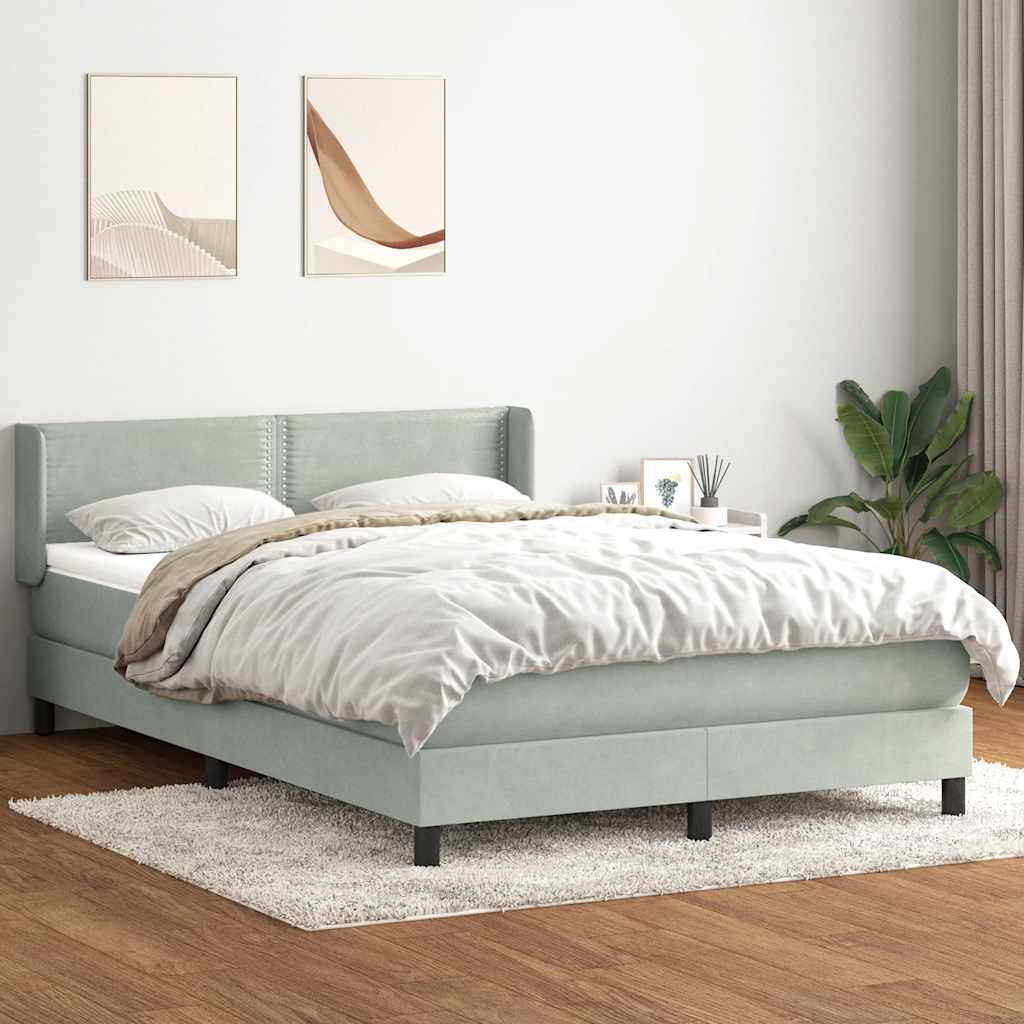 vidaXL Boxspring met matras fluweel lichtgrijs 80x210 cm