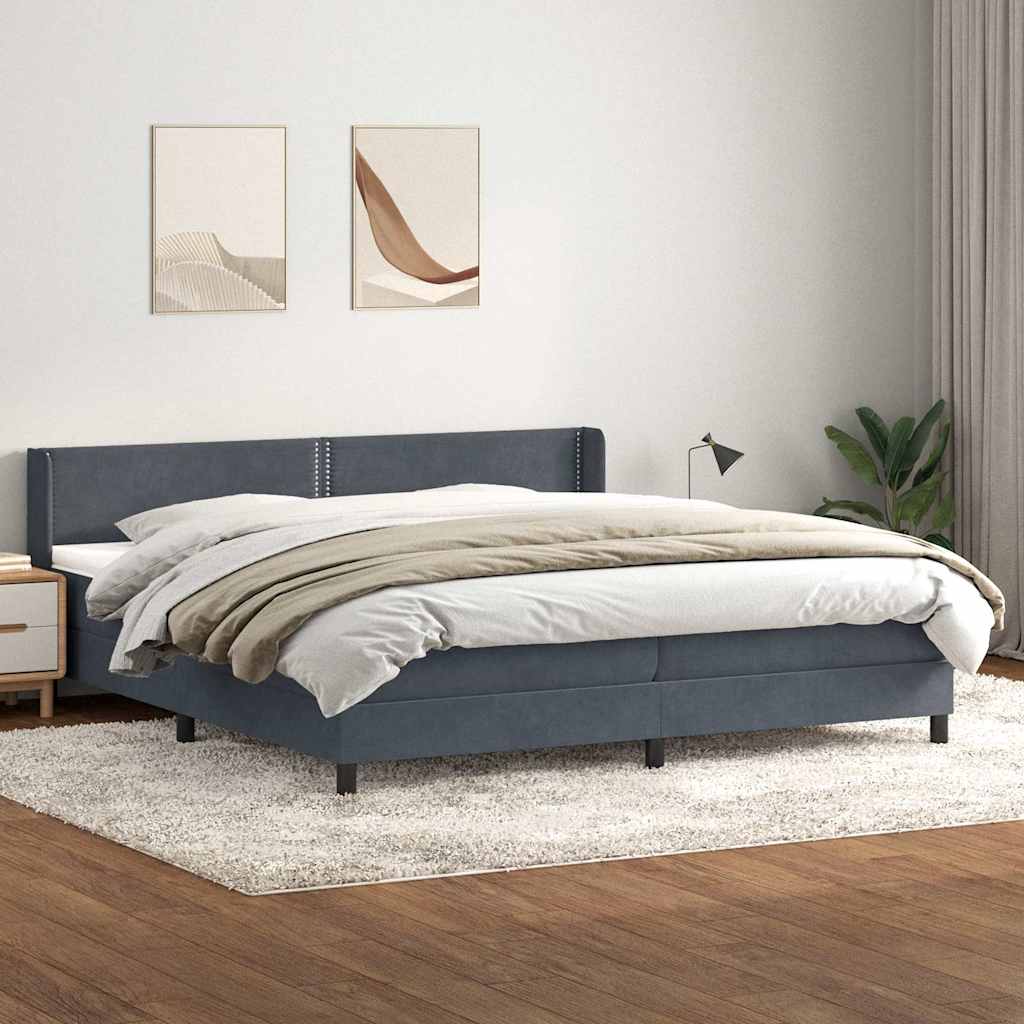 vidaXL Boxspring met matras fluweel lichtgrijs 80x210 cm