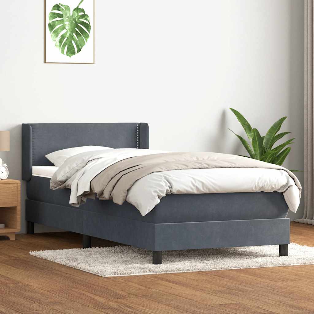vidaXL Boxspring met matras fluweel lichtgrijs 80x210 cm