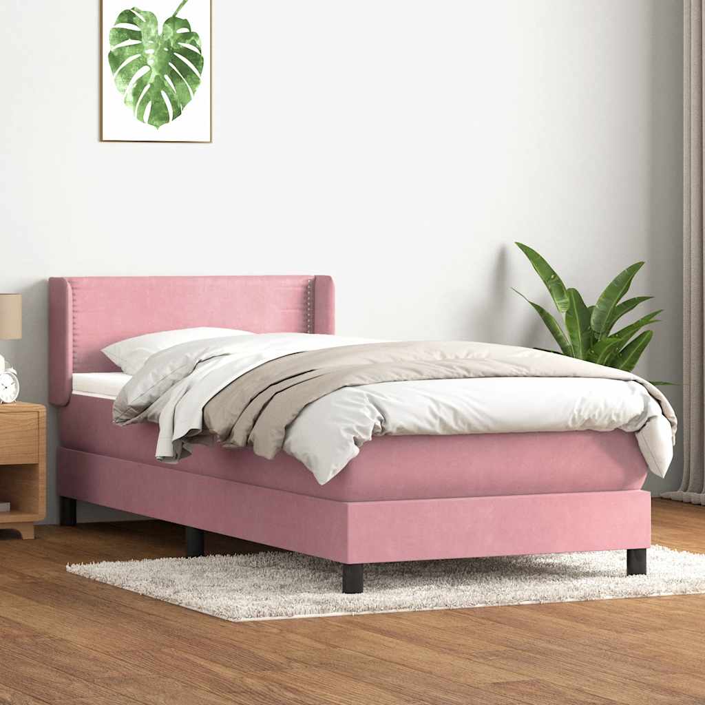 vidaXL Boxspring met matras fluweel lichtgrijs 80x210 cm