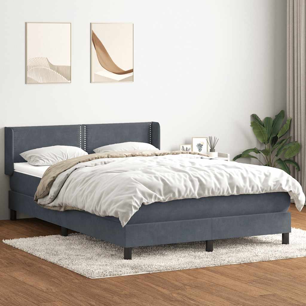 vidaXL Boxspring met matras fluweel lichtgrijs 80x210 cm