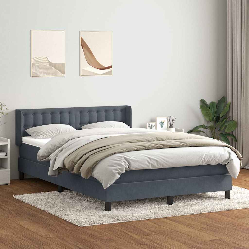 vidaXL Boxspring met matras fluweel donkergrijs 90x200 cm