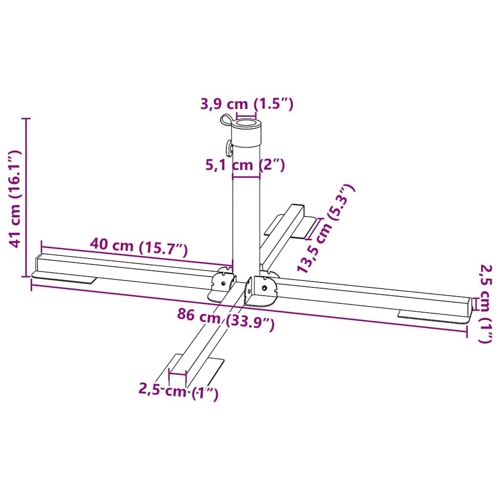 vidaXL 5-delige Set parasolvoeten voor in de tuin graniet en staal