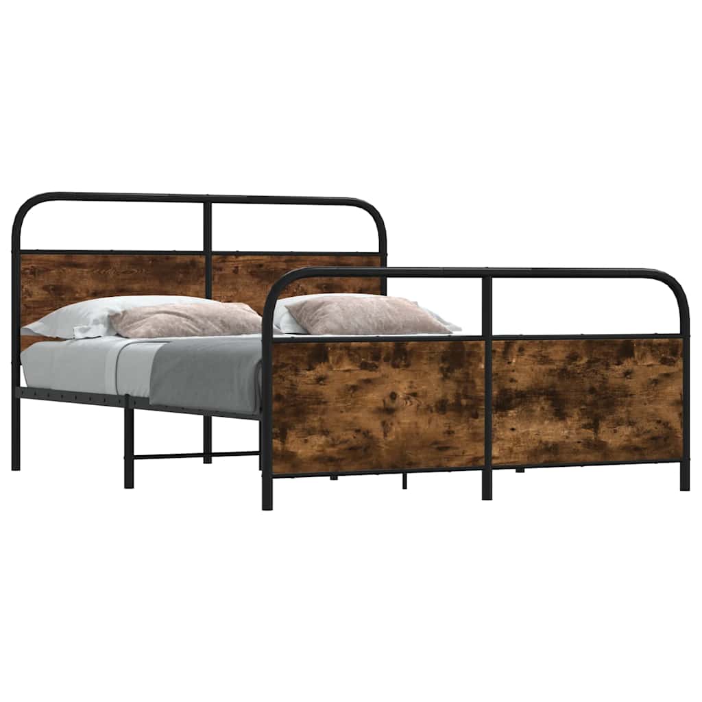 vidaXL Bedframe zonder matras bewerkt hout gerookt eiken 140x200 cm