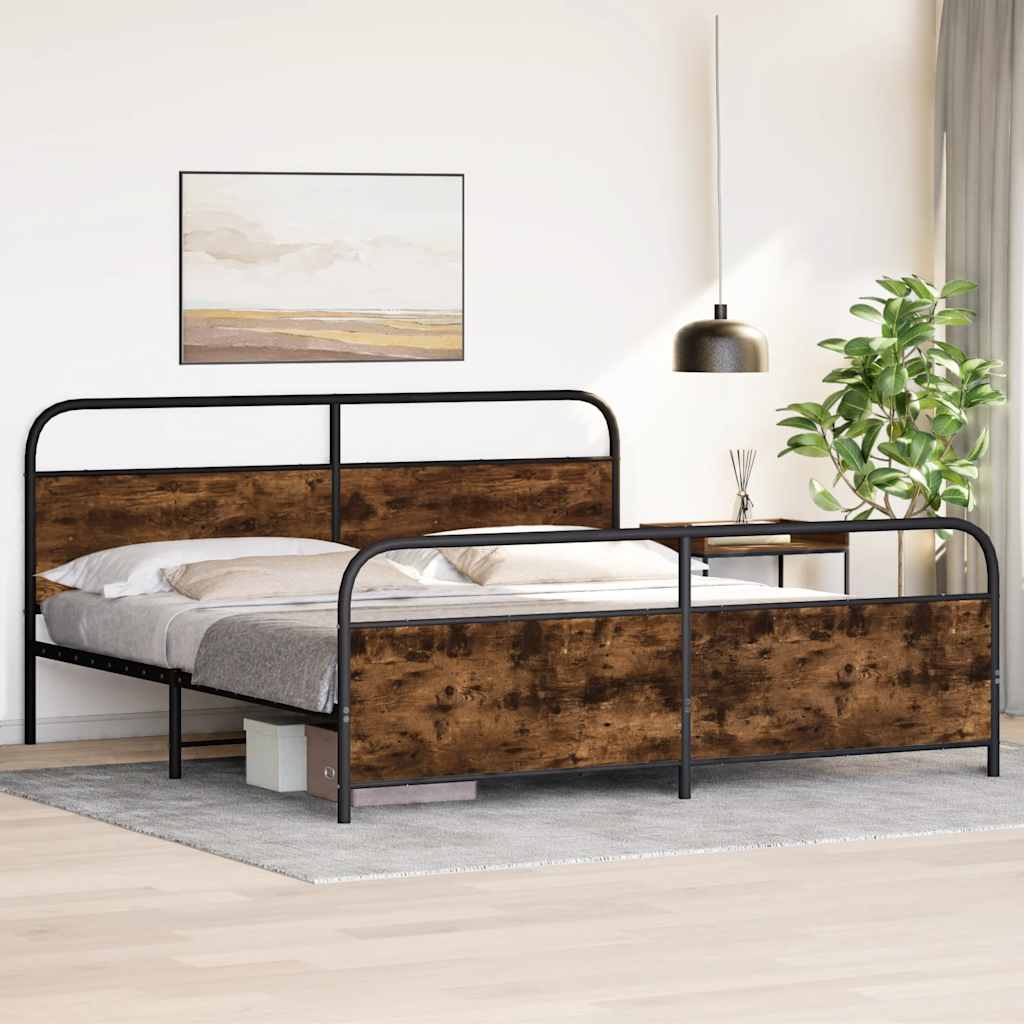 vidaXL Bedframe zonder matras bewerkt hout gerookt eiken 140x200 cm