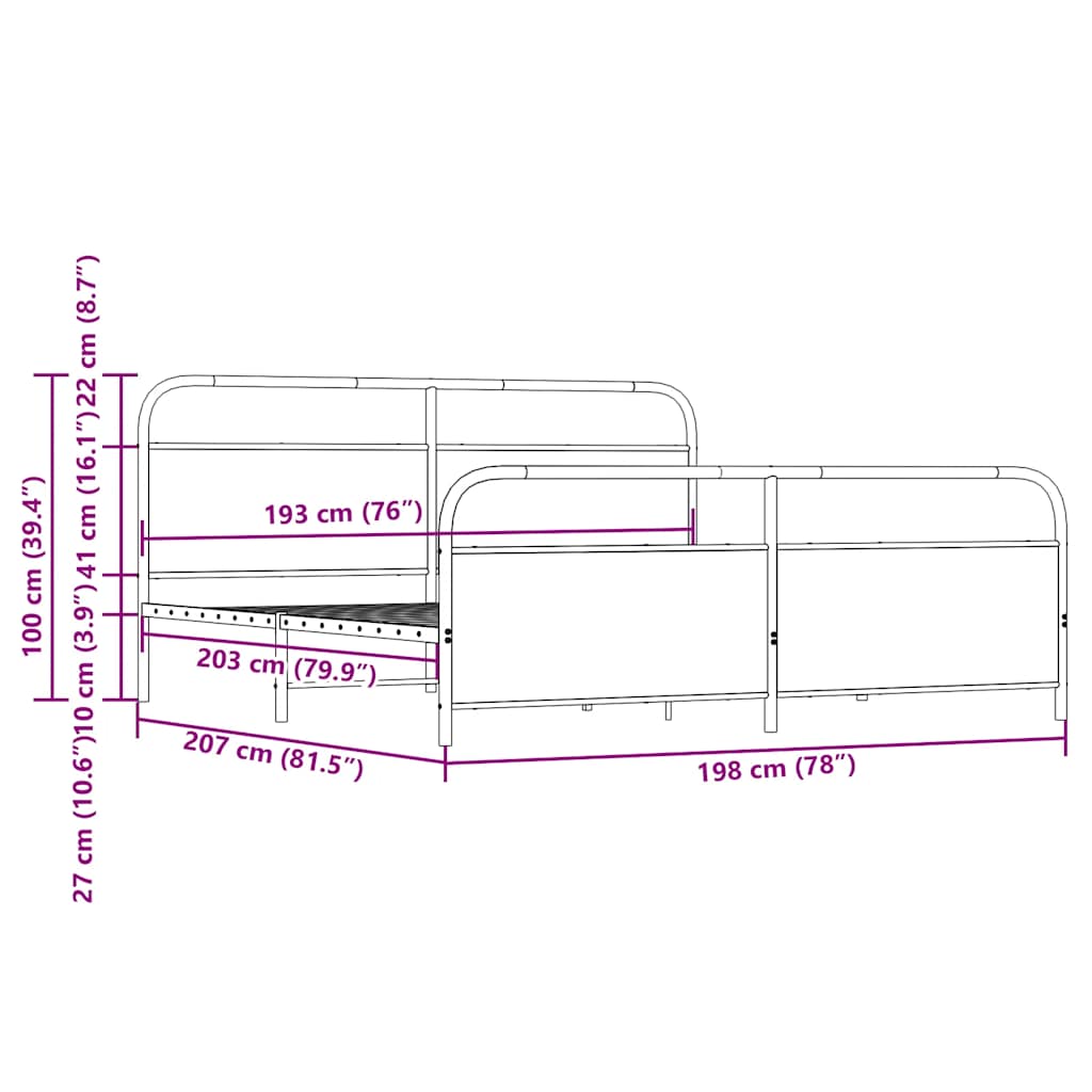 vidaXL Bedframe zonder matras bewerkt hout gerookt eiken 140x200 cm