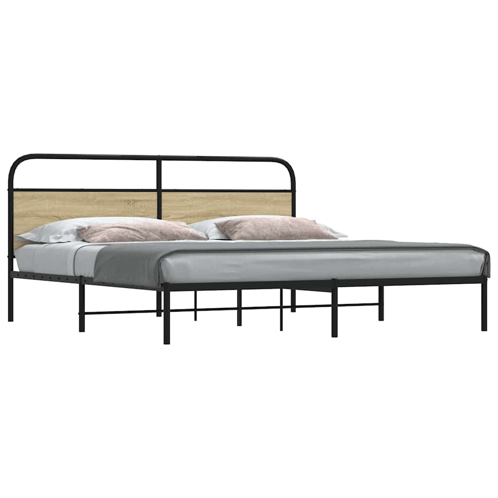 vidaXL Bedframe zonder matras bewerkt hout gerookt eiken 140x200 cm