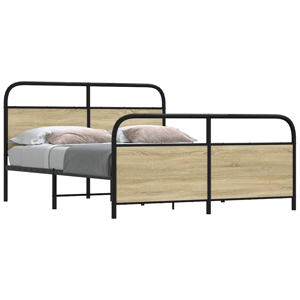 vidaXL Bedframe zonder matras bewerkt hout gerookt eiken 140x200 cm