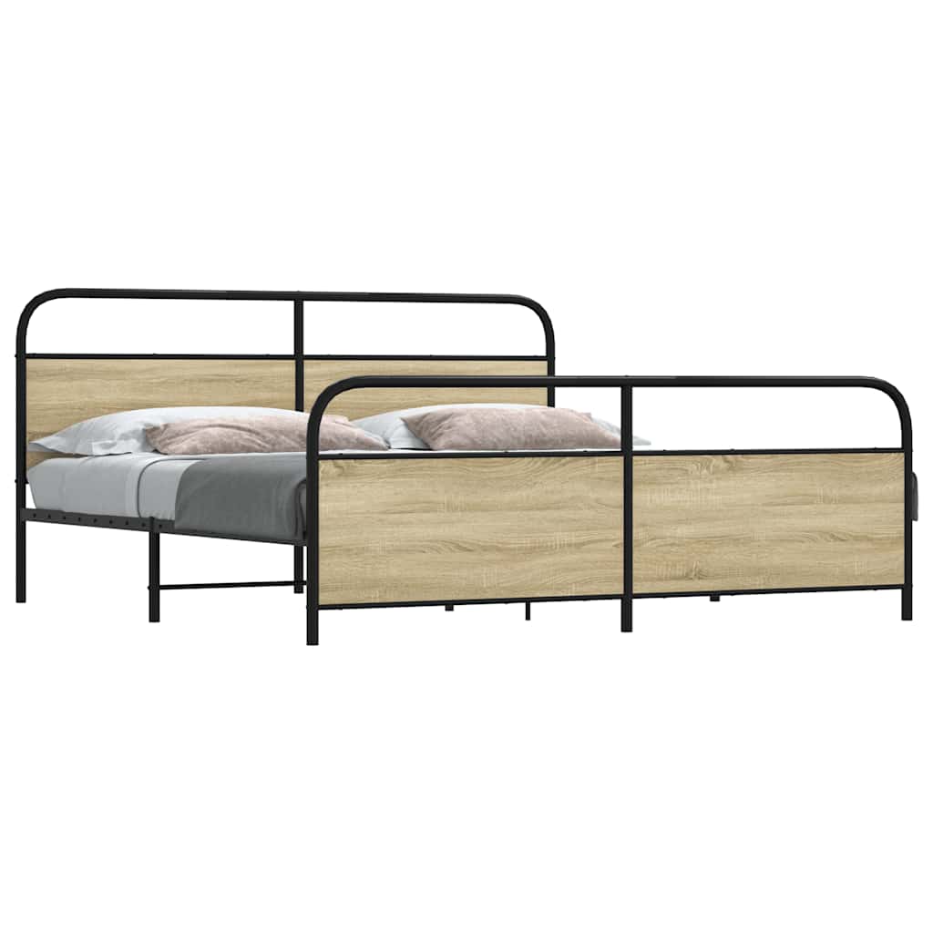 vidaXL Bedframe zonder matras bewerkt hout gerookt eiken 140x200 cm