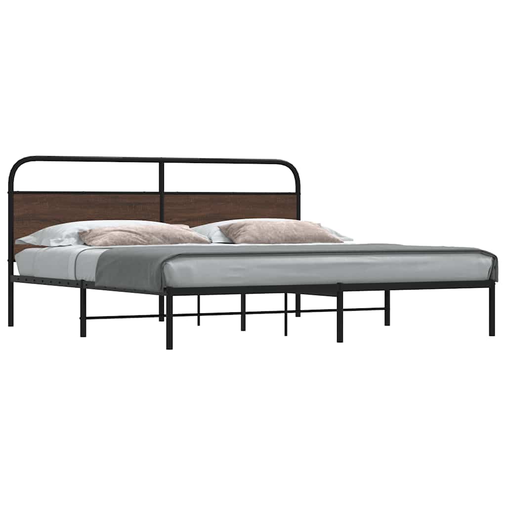 vidaXL Bedframe zonder matras bewerkt hout gerookt eiken 140x200 cm