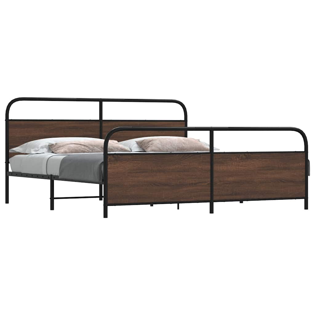 vidaXL Bedframe zonder matras bewerkt hout gerookt eiken 140x200 cm