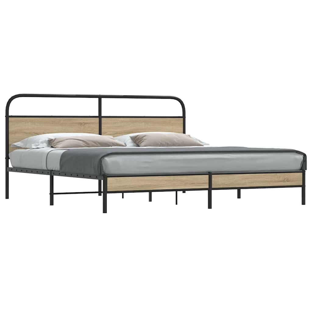 vidaXL Bedframe zonder matras bewerkt hout gerookt eiken 140x200 cm
