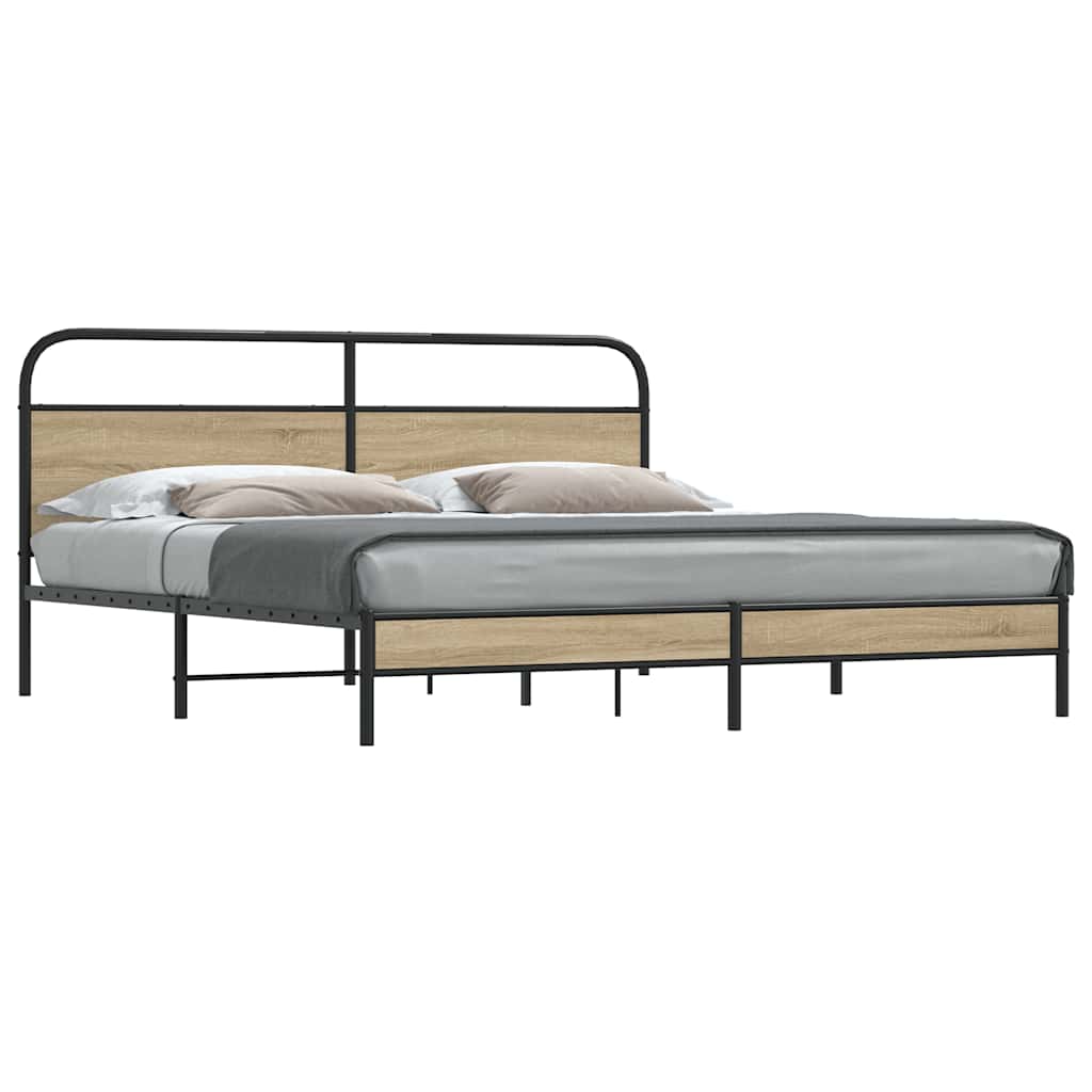 vidaXL Bedframe zonder matras bewerkt hout gerookt eiken 140x200 cm