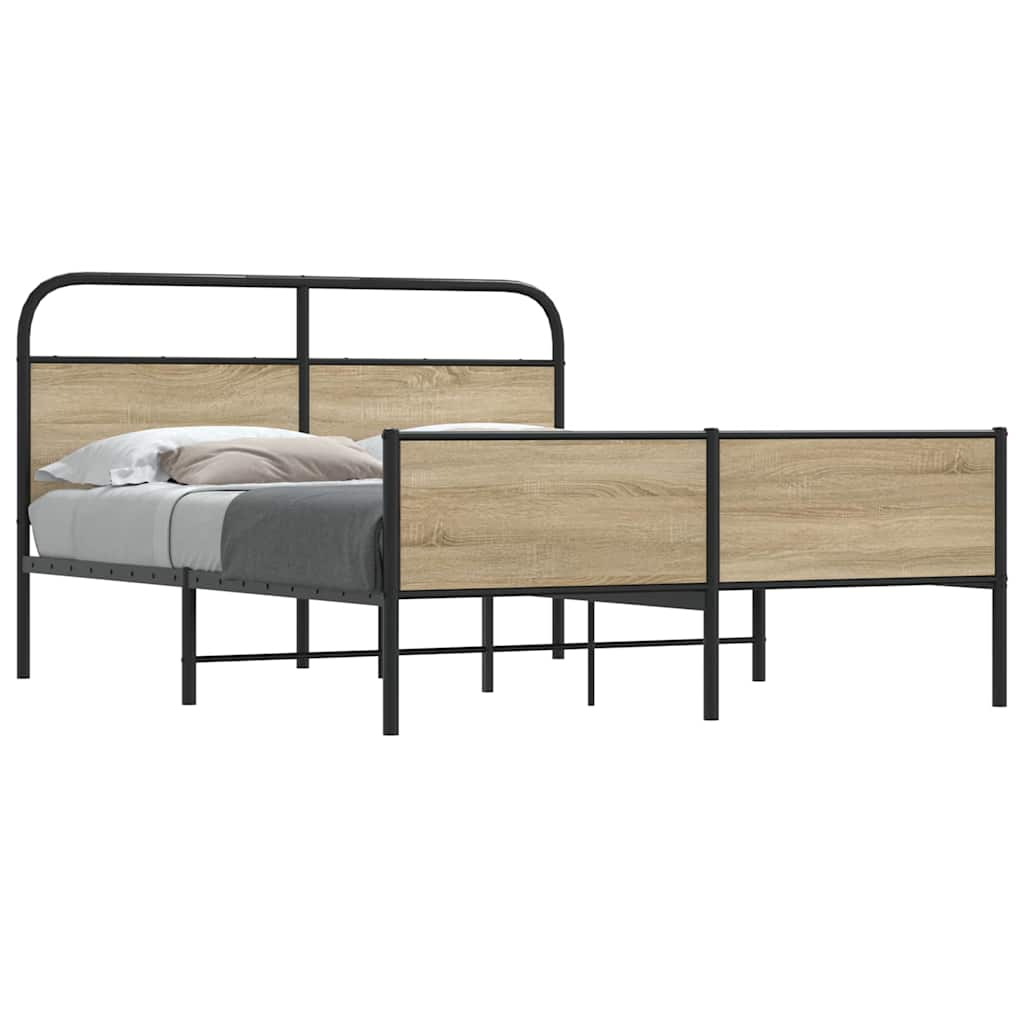 vidaXL Bedframe zonder matras bewerkt hout gerookt eiken 140x200 cm