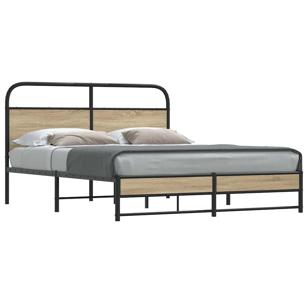 vidaXL Bedframe zonder matras bewerkt hout gerookt eiken 140x200 cm
