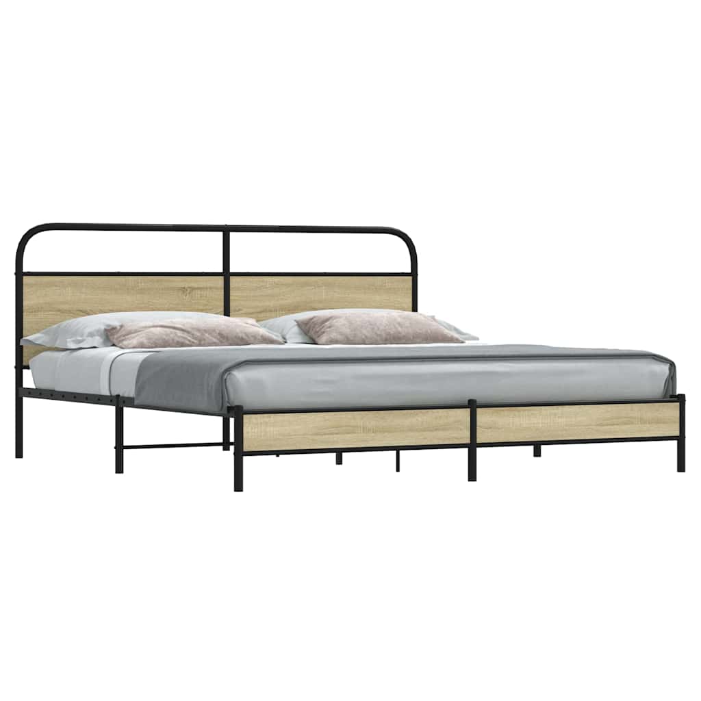 vidaXL Bedframe zonder matras bewerkt hout gerookt eiken 140x200 cm
