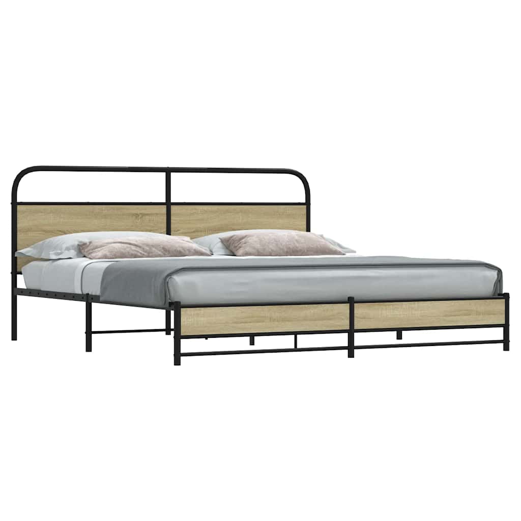 vidaXL Bedframe zonder matras bewerkt hout gerookt eiken 140x200 cm