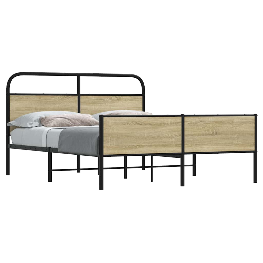 vidaXL Bedframe zonder matras bewerkt hout gerookt eiken 140x200 cm