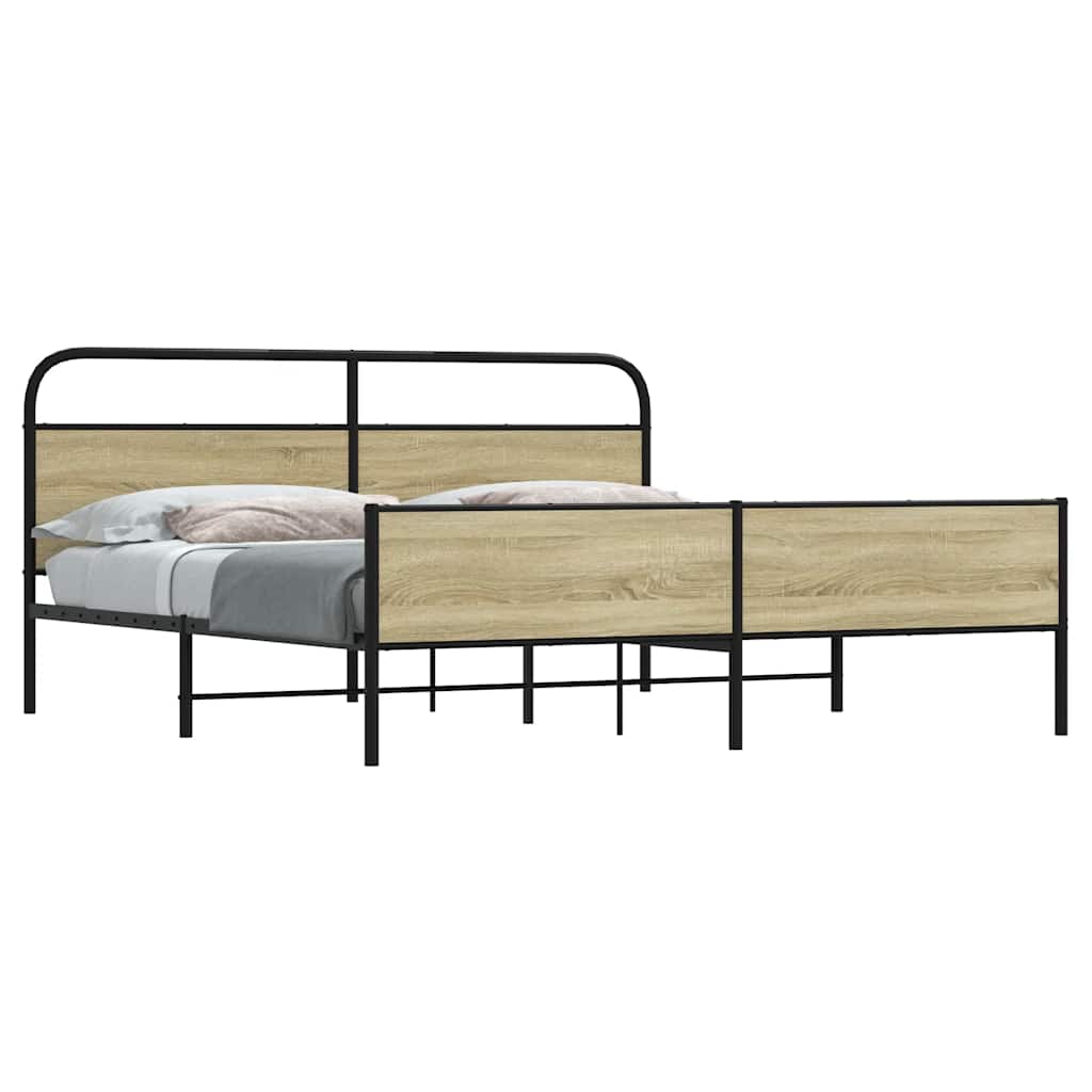 vidaXL Bedframe zonder matras bewerkt hout gerookt eiken 140x200 cm