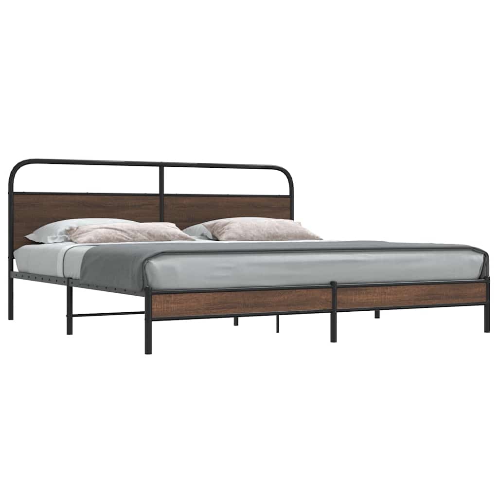 vidaXL Bedframe zonder matras bewerkt hout gerookt eiken 140x200 cm