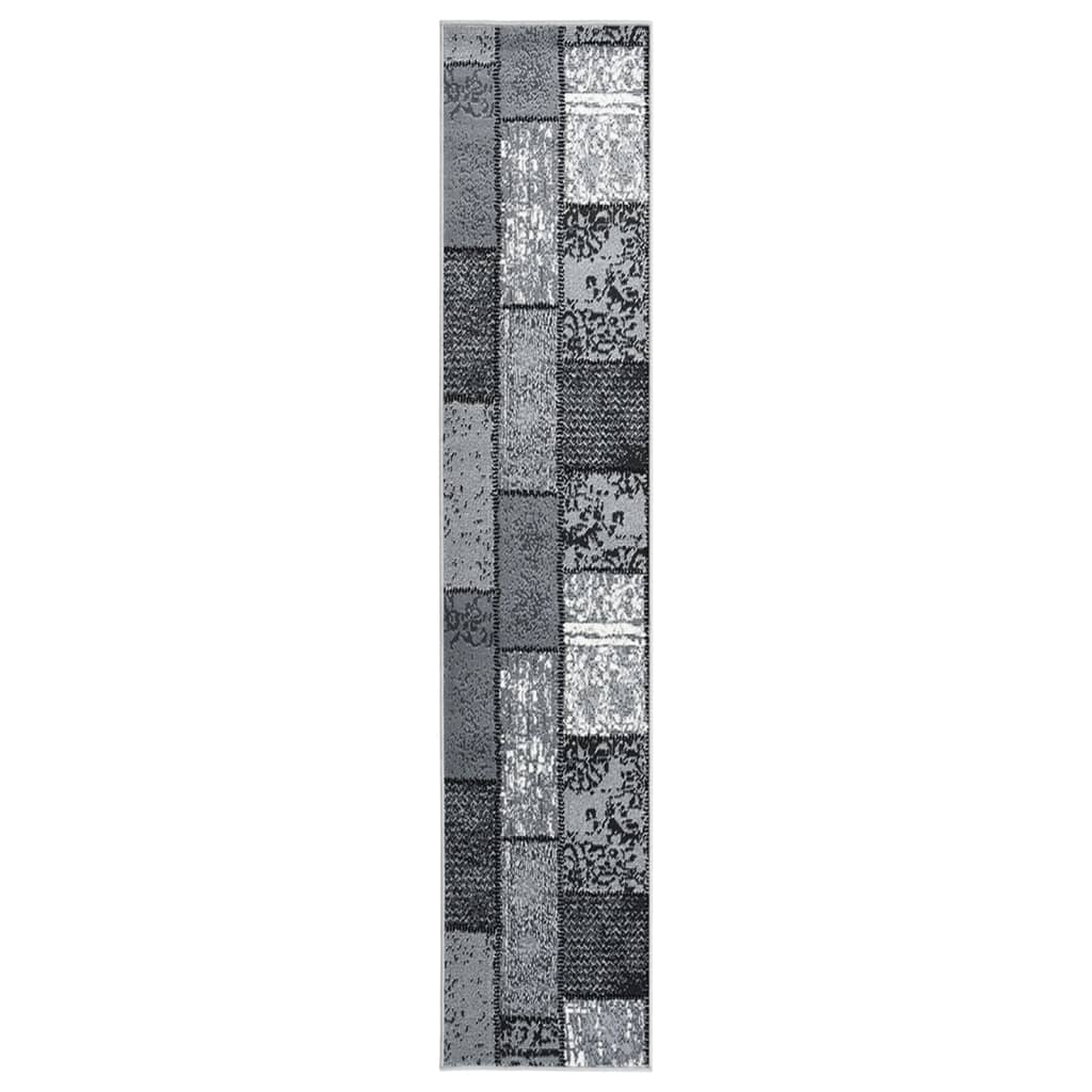 vidaXL Tapijtloper 60x350 cm BCF grijs met blokpatroon