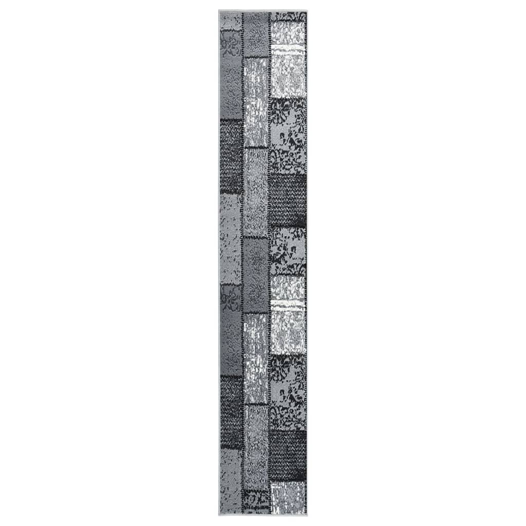 vidaXL Tapijtloper 60x350 cm BCF grijs met blokpatroon