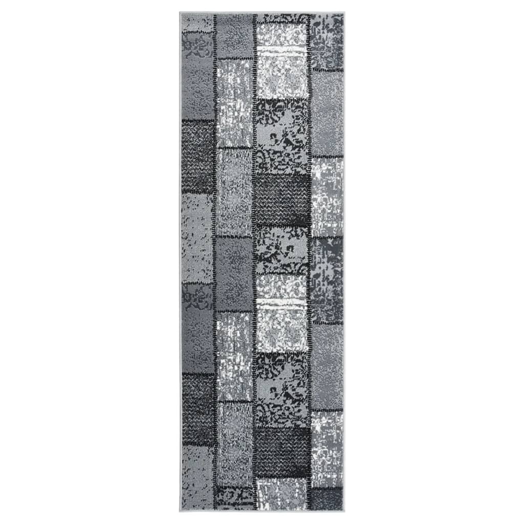 vidaXL Tapijtloper 60x350 cm BCF grijs met blokpatroon