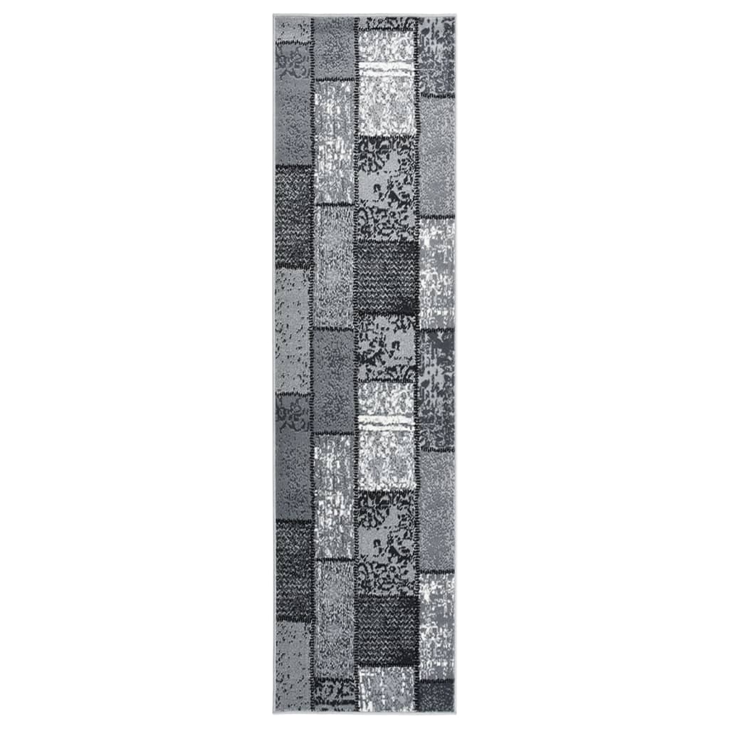 vidaXL Tapijtloper 60x350 cm BCF grijs met blokpatroon