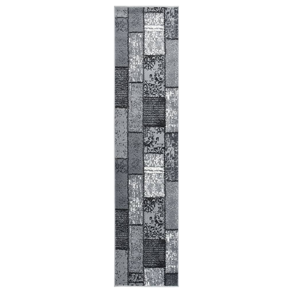 vidaXL Tapijtloper 60x350 cm BCF grijs met blokpatroon