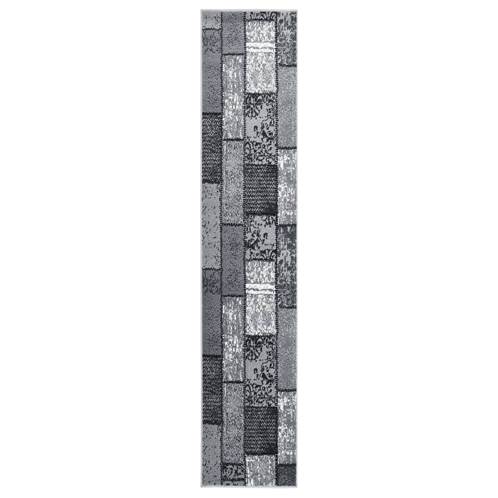 vidaXL Tapijtloper 60x350 cm BCF grijs met blokpatroon