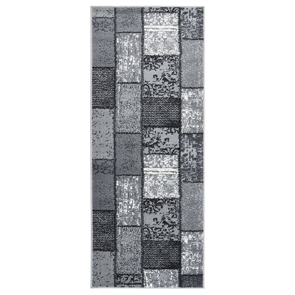 vidaXL Tapijtloper 60x350 cm BCF grijs met blokpatroon