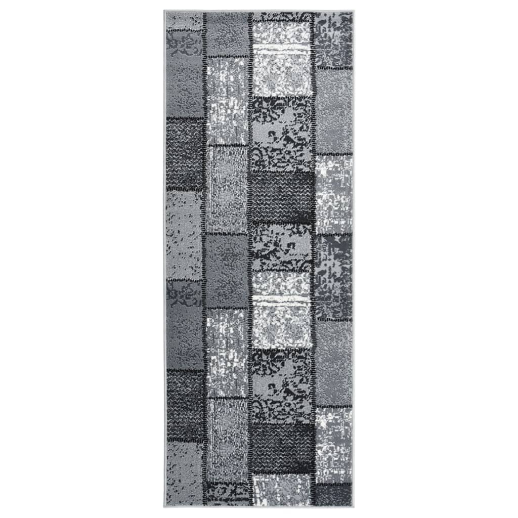 vidaXL Tapijtloper 60x350 cm BCF grijs met blokpatroon