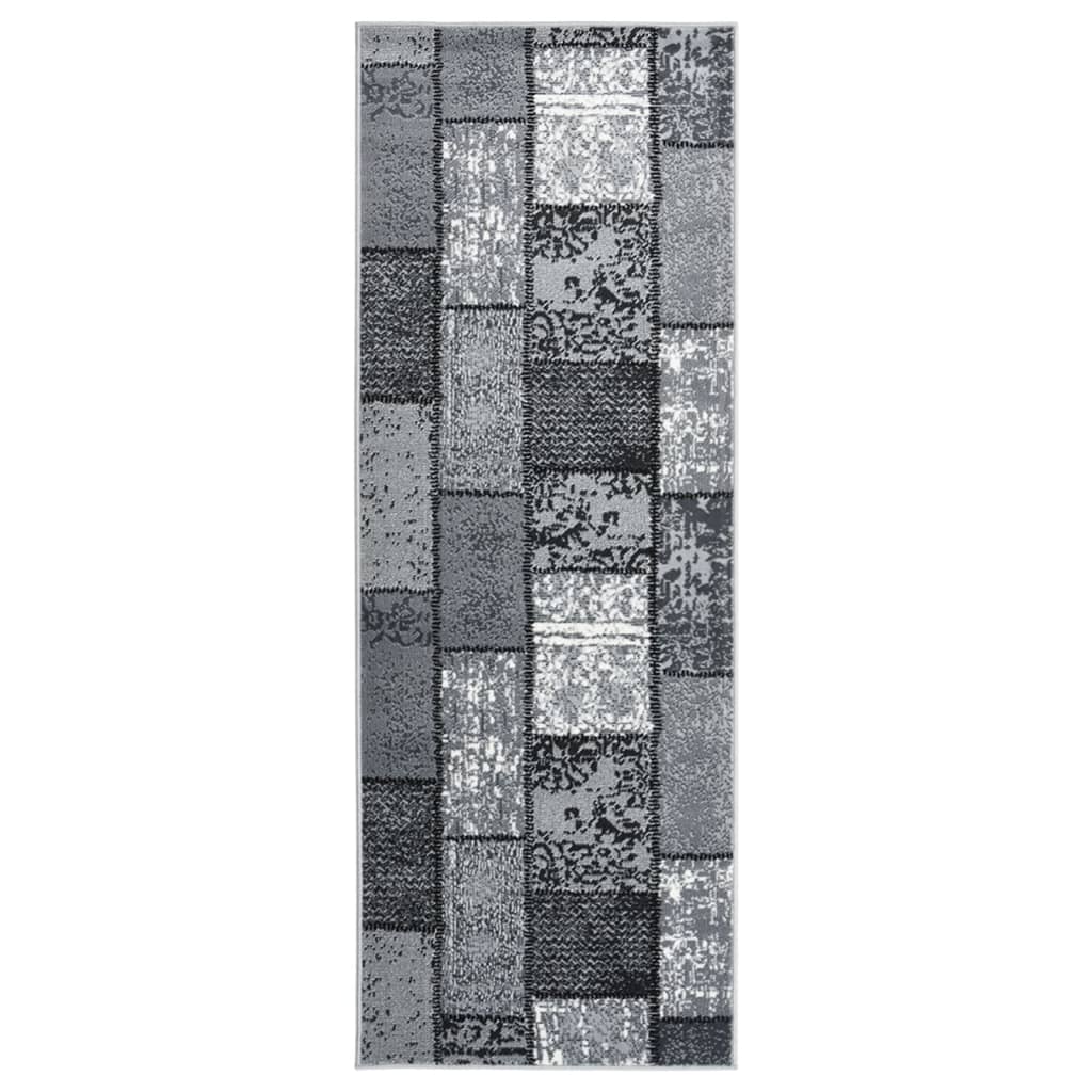 vidaXL Tapijtloper 60x350 cm BCF grijs met blokpatroon