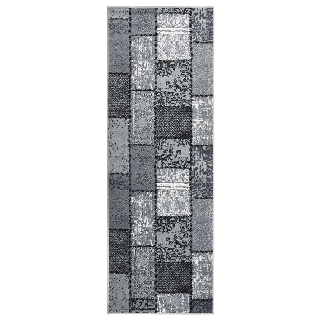 vidaXL Tapijtloper 60x350 cm BCF grijs met blokpatroon